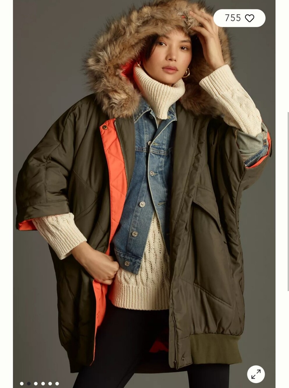 Anthropologie Pilcro Utility Capelet Jacjet Size S/M Oversized